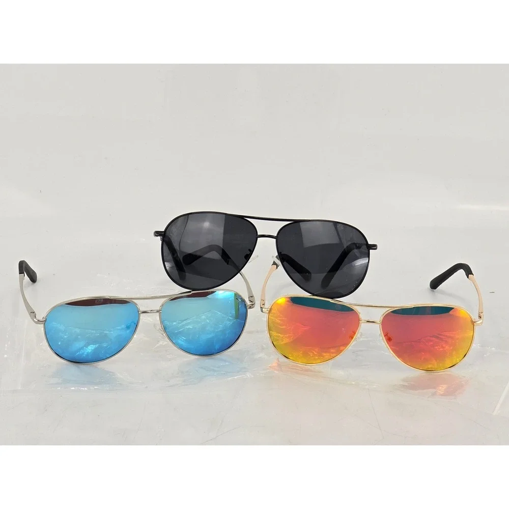 Style Aviator Sunglasses Unisex OS Multicolor Mirrored Lens Metal Frame -NEW